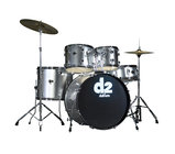 d2 5 Piece Drum Kit in Brushed Silver with Cymbals &amp; Hardware