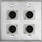 Wall Plate: 2 gang, 4 XLR 3-pin (M)