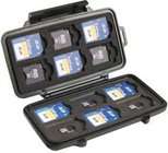 Black Memory Card Case for up to 12 SD, 6 Mini SD, & 6 Micro SD Cards