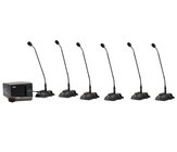 Portable Conference System with 5 Delegate Mics, 1 Chairman Mic, and 1 Wireless Handheld Mic