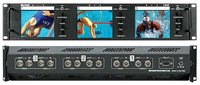 Triple 4" Rack Mounted LCD Panel with 2 Composite Video inputs per Screen, Tally, Loop through and Auto NTSC/PAL Detection
