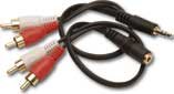 Cable Kit for AV-HK1: One 8" Dual RCA-M to 1/8" Jack, One 8" Dual RCA-M to 1/8" Plug