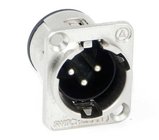 3 Pin XLR-M Square Panel Connector, Black/Gold