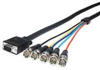 Breakout Cable, VGA HD15 Plug to 5 x BNC Plugs, 75 ft