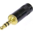 REAN NYS231BG 1/8" TRS Cable Connector, Black Shell and Gold Contact