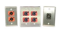 Wall Plate, Daul Gang, with 4 WC3F Female XLRs, .04" Black Aluminum