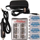 iPower 4 Bay 9V Battery Charger With 4 - 9v Lithium Polymer Batteries