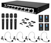 8 Channel Wireless Microphone System with 4 Lavalier & 4 Handheld Transmitters