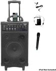 800W Dual Channel Wireless Rechargeable Portable PA System with iPod/iPhone Dock, FM Radio, USB & SD Card Slots, Handheld and Lavalier Mics