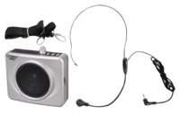 50W Portable Waistband PA Amp in Silver with Headset Mic, USB Port