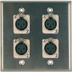 Two-Gang Wall Plate with 4x XLR-F Ports