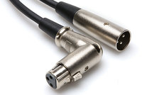 25' Right-Angle XLR3F to Straight XLR3M Cable