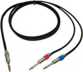 25 ft. Excellines 1/4" TRS Male to 2x 1/4" TS Males Insert Patch Y-Cable