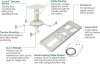 White Projector Mount with False Ceiling Adapter & Quick Lock Cable
