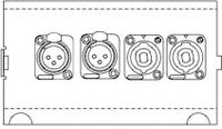 FP4 Floor Pocket Connector Plate with 2x Neutrik NC3FDL-1 XLR-F, 2x Neutrik NL4MP 4-Conductor Speakon Connectors
