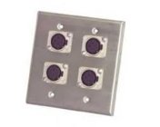 Plateworks Dual-Gang Stainless Steel Wall Plate with 4x XLR-F Connectors