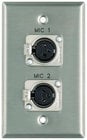 Plateworks Single-Gang Stainless Steel Engraved Wall Plate with 2x Latching XLR-Fs: "Mic 3" & "Mic 4"