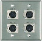 Dual Gang Engraved Wallplate with 4 Latching XLRF Jacks