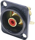 D Series RCA Jack with Red Isolation Washer, Black Housing