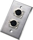 Neutrik 203F Single Gang Silver Wallplate with 2 XLRF Connectors