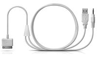 ProCable Line-Out White 30-Pin iPod/iPhone Connector to USB &amp; 3.5 mm Line Out Audio/Power Cable