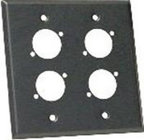 2-Gang Black Aluminum Wall Plate with 4 Holes for Neutrik D XLRs