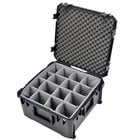 22"x22"x12"D Mil-Std. Watertight Case with Wheels, Pull Handle, Gray Dividers, Cubed Foam