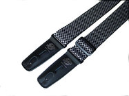 2" Silver and Black Checked Polypro Guitar Strap with Black Locking Ends