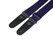 2" Purple and Black Checked Polypro Guitar Strap with Black Locking Ends