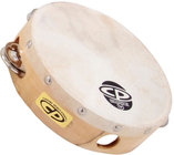 6" CP Wood Tambourine with Single Row of Jingles and Calfskin Head