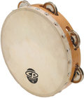 8" CP Wood Tambourine with Single Row of Jingles and Calfskin Head