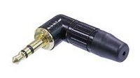 1/8" TRS Right Angle Cable Connector with Gold Contact and Black Shell