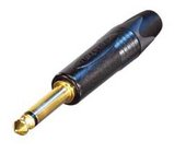1/4" TS Cable Connector with Gold Contacts and Black Shell
