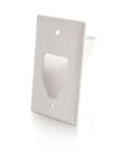 Recessed Low Voltage Cable Pass Through Single Gang Wall Plate in White