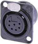 7-pin XLRF Panel Receptacle, Black with Gold Contacts