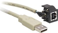 USB Type B Female / USB Type A Male Snap-In Assembly with 6 ft Cable