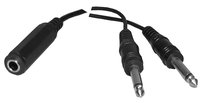 1/4" Mono F  to Dual 1/4" Mono M Adapter Cable