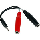 6" Stereo 3.5mm Mini Male to (2) Mono 1/4"TS Female Y-Cable