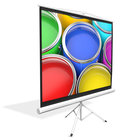 Universal 100" Floor Standing Portable Fold-Out Roll-Up Tripod Manual Projector Screen (59.8'' x 79.9''), with Matte White Surface