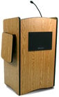 Multimedia Computer Lectern with Wireless Sound System and Over-Ear Headset Microphone