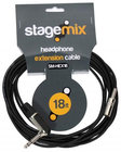 18' 1/8"-F to 1/4" TRS-M Headphone Extension Cable