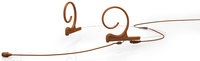 d:fine Dual Ear Omnidirectional Headset Microphone with Hardwired 3-Pin Lemo Connector and 110mm Long Boom Arm, Brown