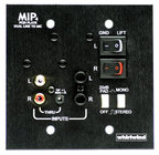 Media Input Wallplate with 1/4" TS, 1/8" mini, and RCA Inputs with Black Finish