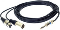 3 ft 20AWG Tip-Send Y-Cable with TRS 1/4" and Male & Female XLR Connectors