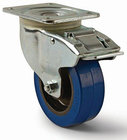 4" Soft Rubber Blue Swivel Caster with Total Lock Brake