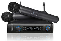 Dual Handheld UHF Wireless Microphone System with Carrying Case, 614-698 MHz