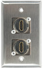 1-Gang Stainless Steel Dual HDMI Feed-Thru Wall Plate
