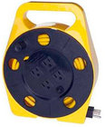 Retractable 25 ft Extension Cord Reel with 4 Outlets on Side