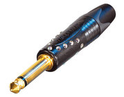 1/4" TS Cable Connector with Gold Contacts, Swarovski Crystals and Black Shell