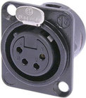 D Series 4-pin XLRF Panel Receptacle, Black with Gold Contacts